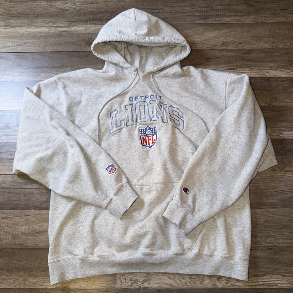 Vintage Y2K Detroit Lions Champion NFL Embroidered Heavyweights Mens XL Gray